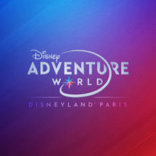 Disney Adventure World Logo auf blau-rotem hintergrund