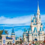 Cinderella Castle im Magic Kingdom vor strahlend blauem Himmel