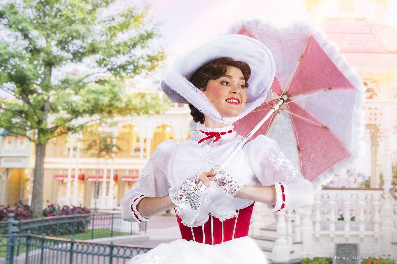 Mary Poppins vor dem Gazebo am Town Square