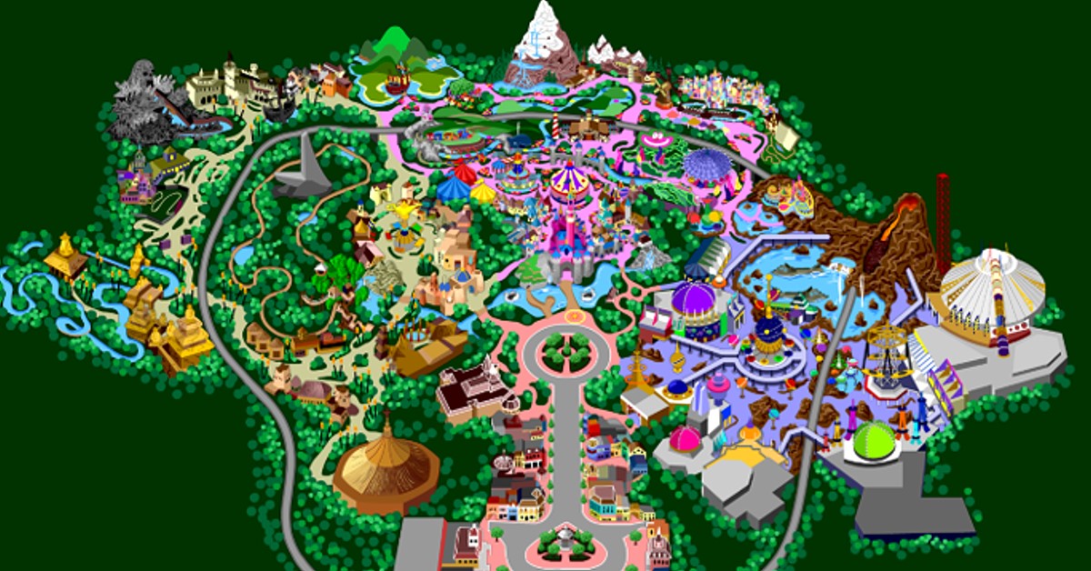 Übersichtskarte eines Disney Parks in einem Computerspiel