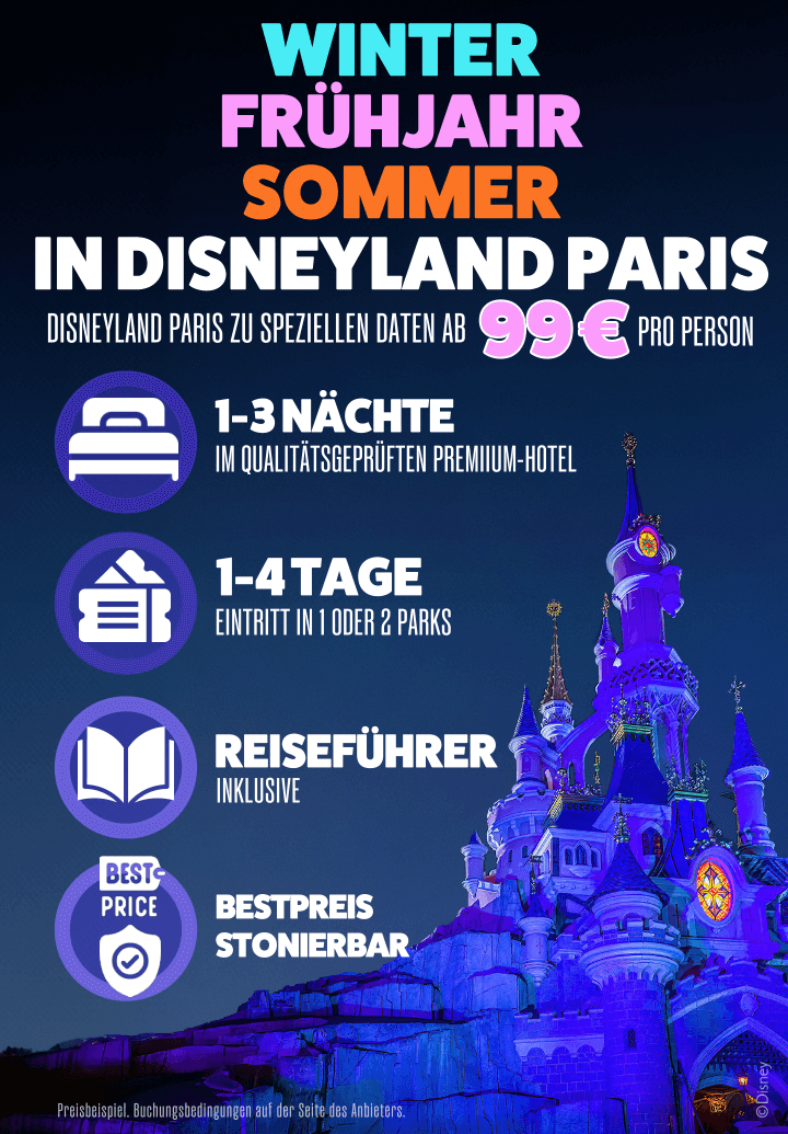 Magische Tage in Disneyland Paris schon ab 99 € pro Person!